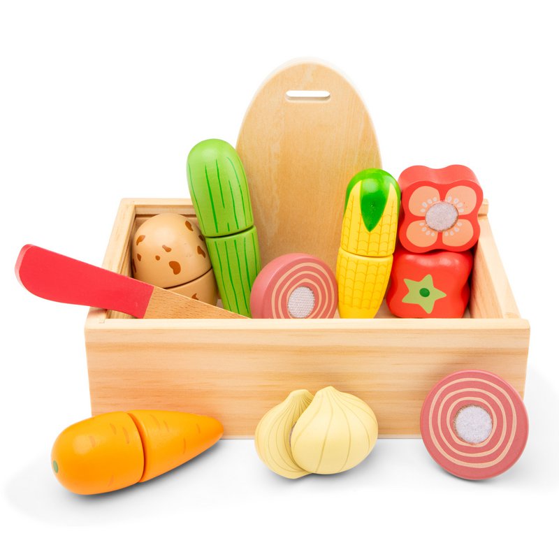 Set da taglio per verdure in legno in scatola portaoggetti