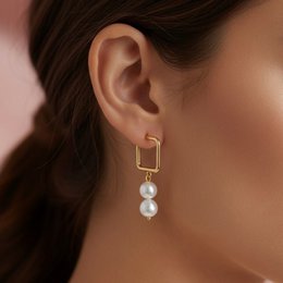 HOPE – Geometric Earrings Gold River Pearls