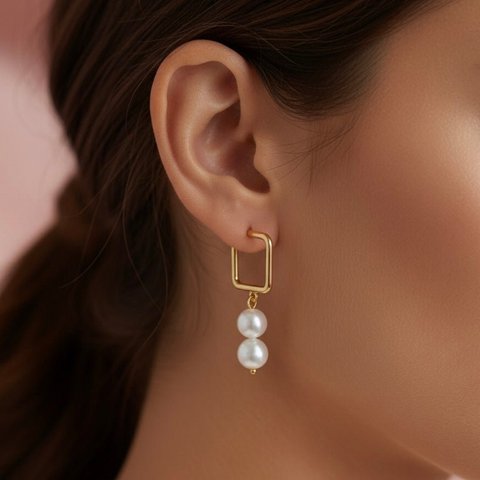 HOPE – Geometrische Ohrringe Gold River Pearls
