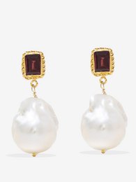Luccichio Garnet And Baroque Pearl Earrings