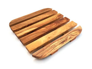 Trivet 20 x 20 cm square rounded olive wood