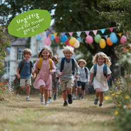 5er Blumenmurmeln im Pergaminbeutel - "Endlich Schulkind" -Einschulung