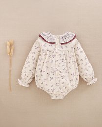 Rompertje met bloemenprint voor babymeisjes met pompondetail P72-11604042