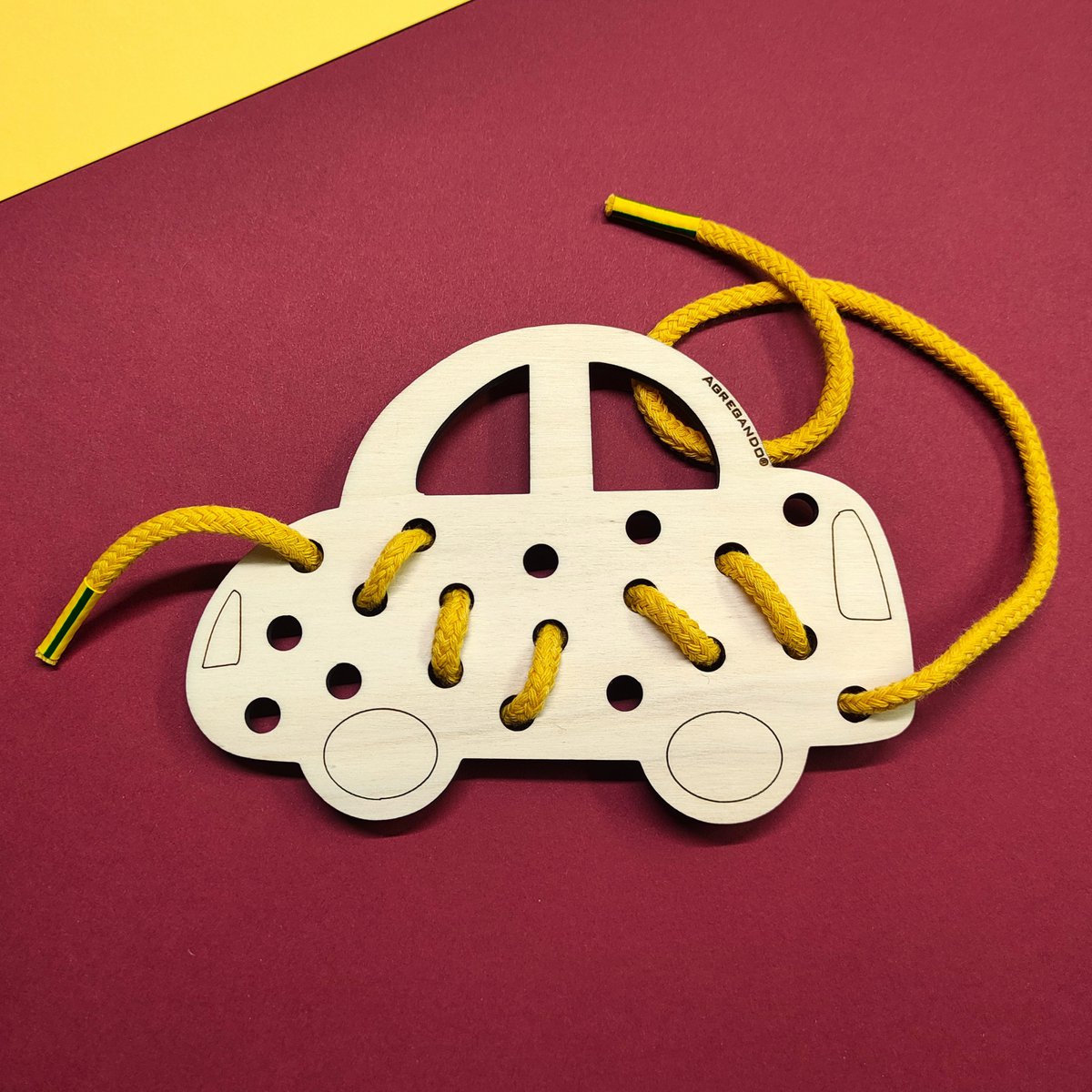 Montessori Schnürungautospielzeug, Holzspielzeug für Kinder- und Kindermotor -Fähigkeitenentwicklung