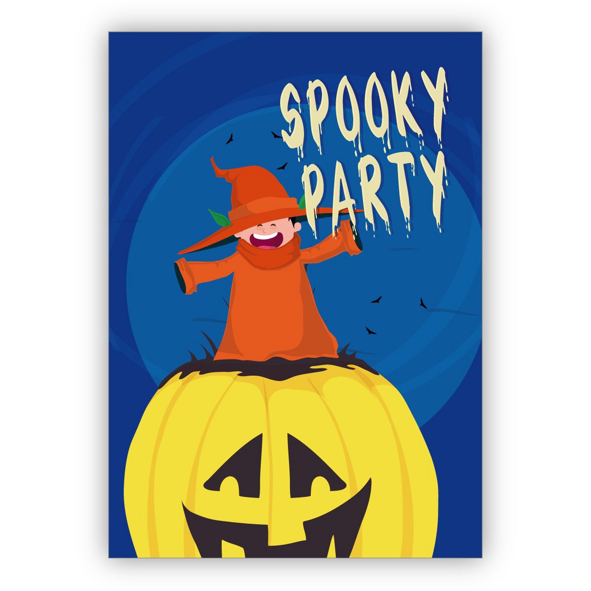 Funny Spooky Halloween Invitation Card with Pumpkin and Witch: Spooky Party