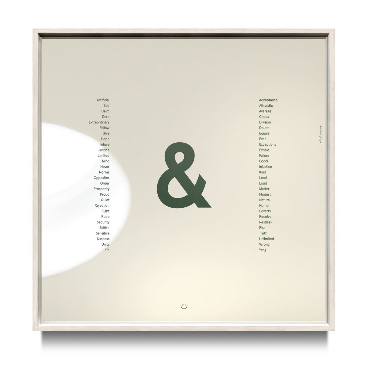 50 x 50 cm + White Oak Furnished Aluminum Frame