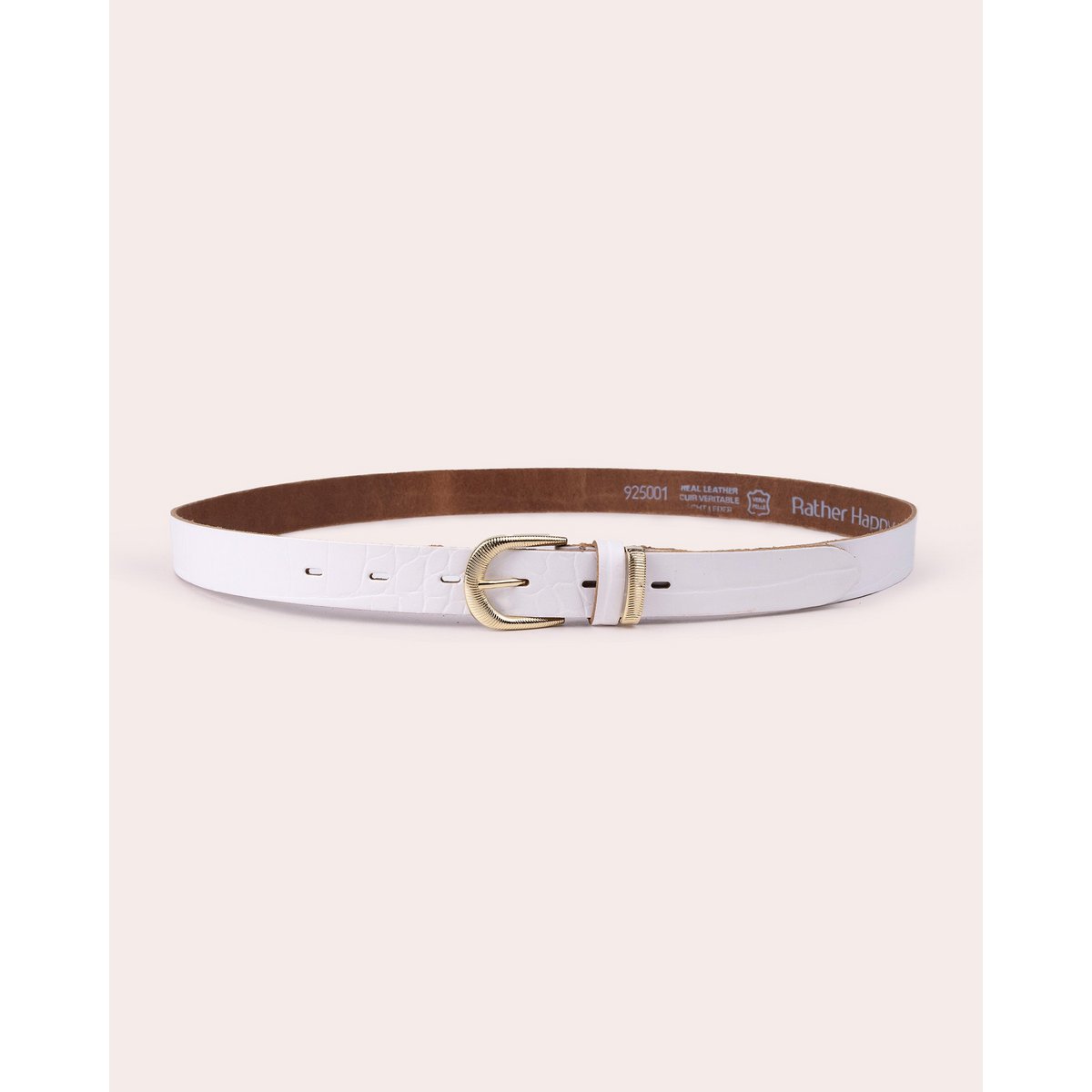 SOL | Croc-Effect Leather Belt with Elegant Gold Buckle
