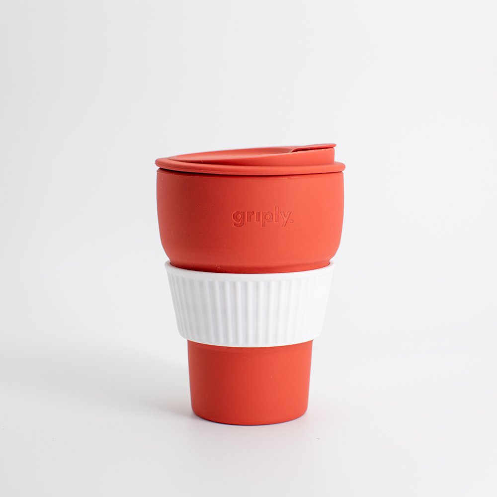 Griffige, faltbare Kaffeetasse – Rot – 355 ml