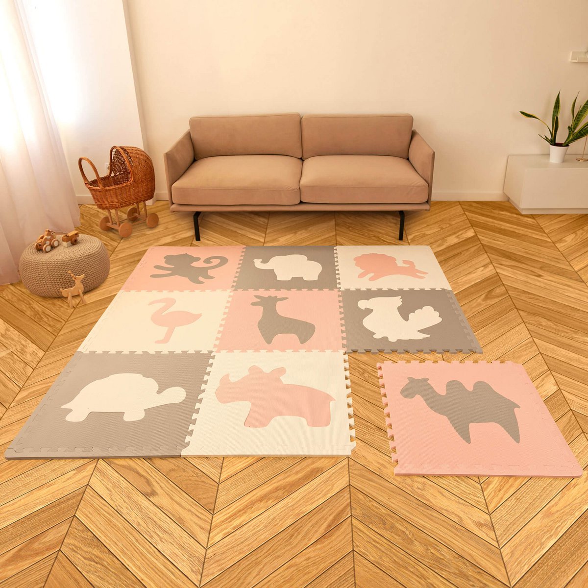 Tapis de jeu en mousse Hakuna Matte XXL «Afrique» 1,8 x 1,8 m