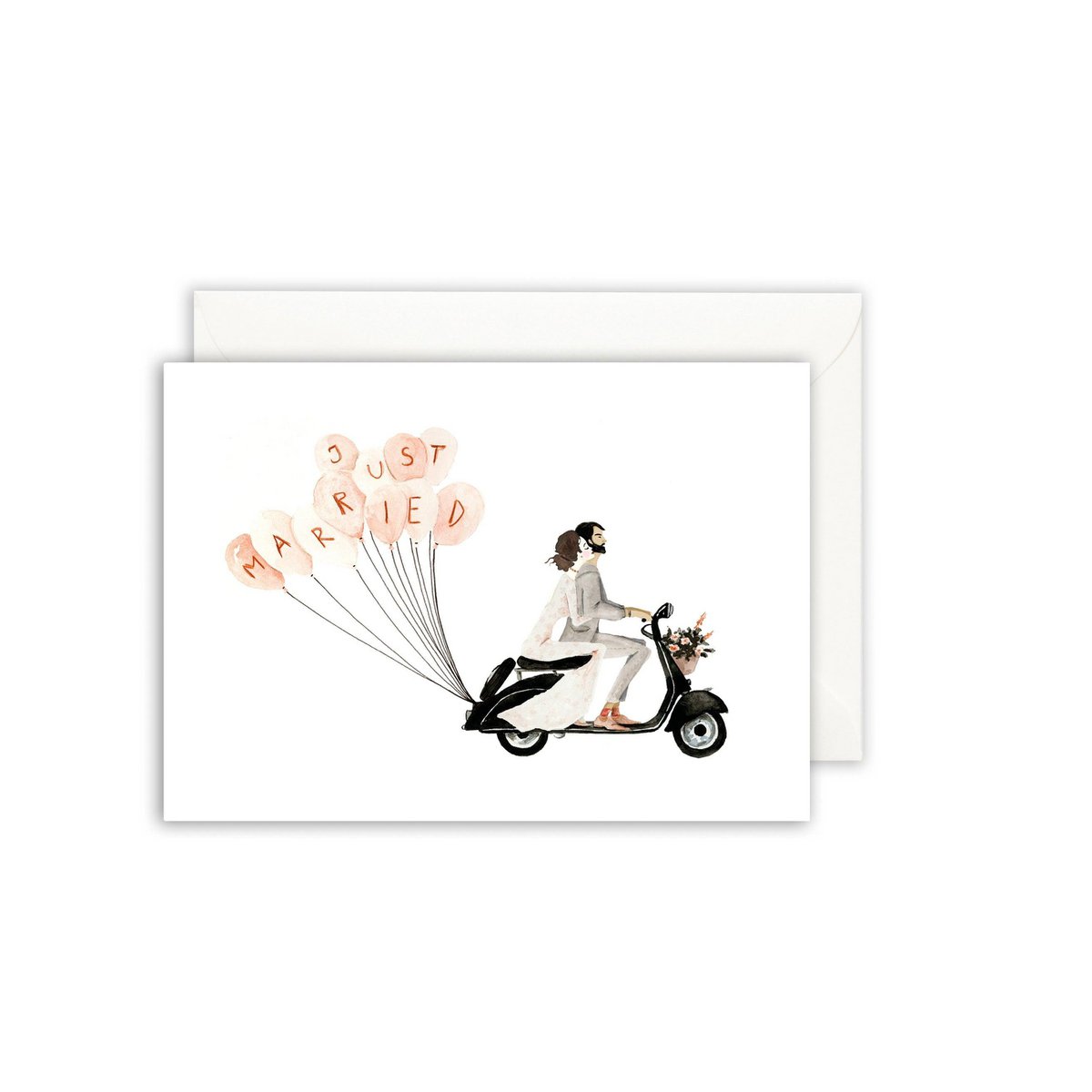 Wenskaart · Bruidsscooter
