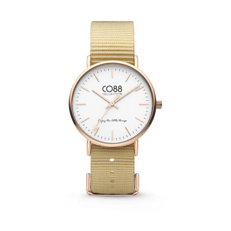 CO88 Uhr Stahlgehäuse Natoband Sandbraun