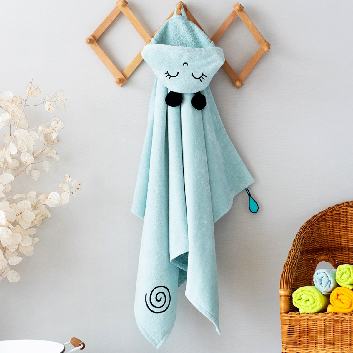 Milk&Moo Sangaloz Velvet Baby-Kapuzenhandtuch, 100 % Baumwolle, weich, saugfähig, 0–2 Jahre, 70 x 120 cm