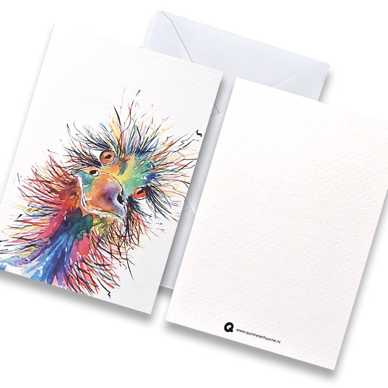 Kaart struisvogel kleur met envelop