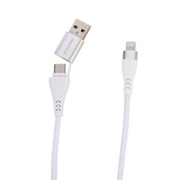 CARGADOR LIGHTNING/TYPE-C Y USB 2 EN 1 DE 1M