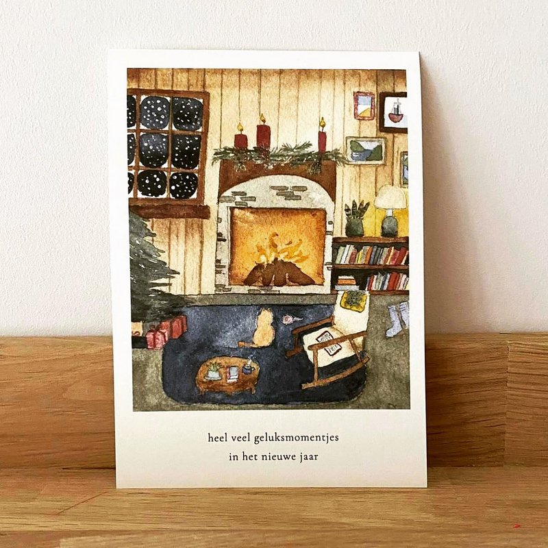 Kerstkaart - Een avond in december