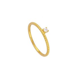 Delicate gold-toned ring with a small crystal accent, perfect for stacking or wearing alone. Crafted with a minimalist design.