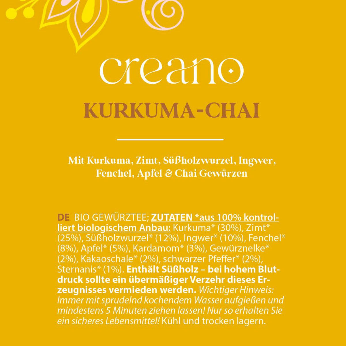Bio-Teebeutel Kurkuma-Chai, 20er Pack