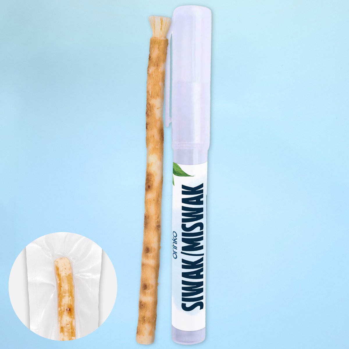 1 pinde af Siwak + beskyttende sag - 100% naturlig tandbørste - rengøringsmiddel, desinfektionsmiddel og hvidt - økologisk, bionedbrydeligt og vegansk
