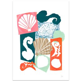 Print met abstracte schelpuitsnijdingen