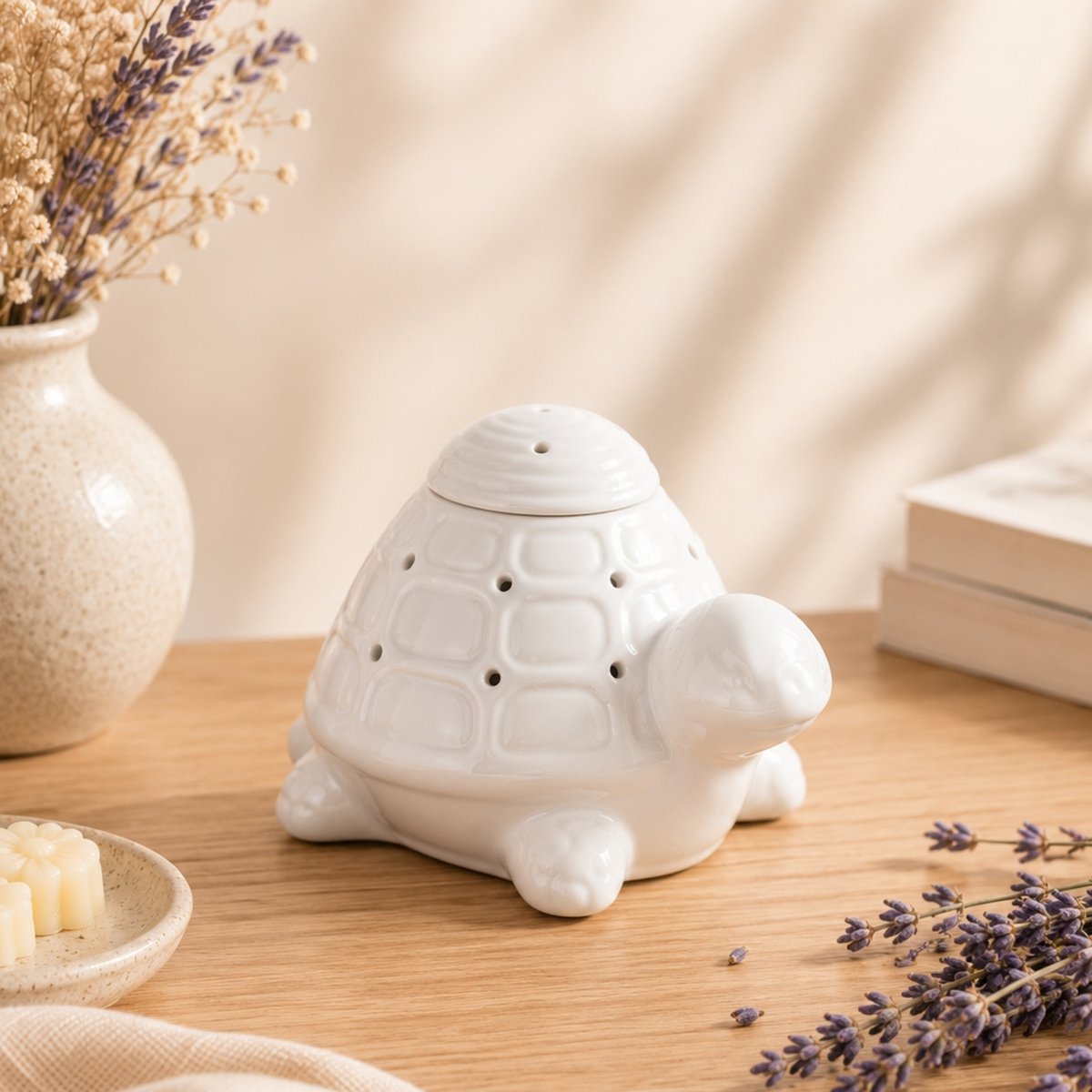 Quemador de perfumes Serie Céramy – Franklin – Portavelas de cerámica lacada – Difusión de ceras aromáticas, aceites esenciales – Idea decorativa de regalo