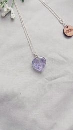 Blaue Quarz-Halskette, Blaubeerquarz-Edelstein, Edelstein-Anhänger-Halskette auf 925er Sterlingsilber