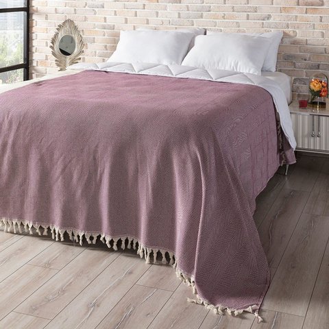 Herringbone Bedspread - Luxury Turkish Cotton (200x240cm)