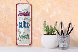 Tin sign saying 27x10 cm Family is the true happiness of life decorative sign