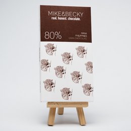 Dark chocolate bar with 80% cacao content, made in the Philippines.