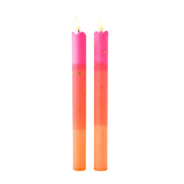 Candela a colonna LED oro arancione - Set da 2