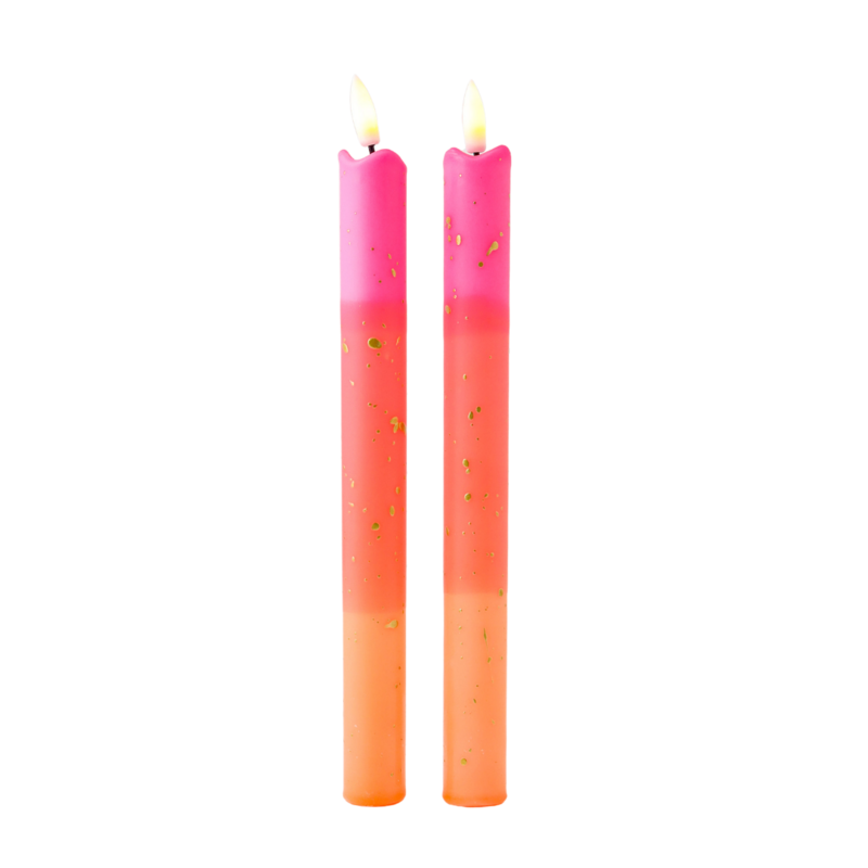 Candela a colonna LED oro arancione - Set da 2