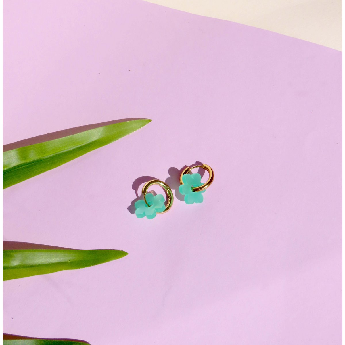 Türkise Flower Edelstahl Hoops
