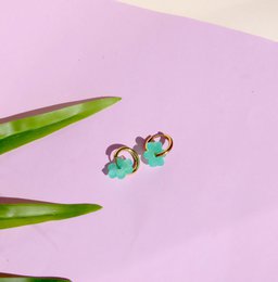 Türkise Flower Edelstahl Hoops