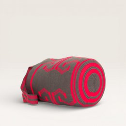 Cabas rond géométrique L | Magenta