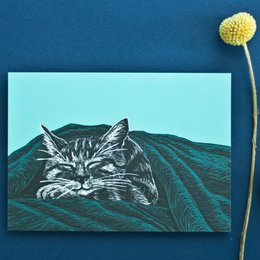 Carte postale A6 | Chat endormi