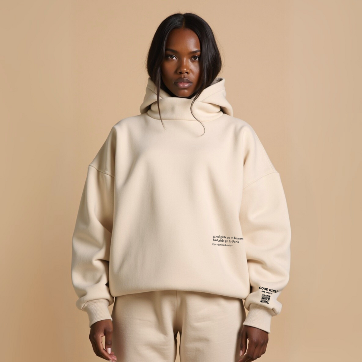 Hoodie "BAD GIRLS GO TO PARIS" - Beige