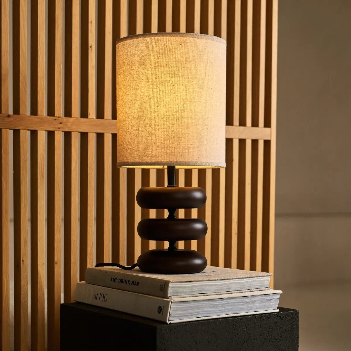 Lara Dark Brown Wooden Table Lamp
