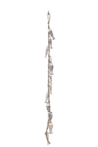 J -Line Pendant Fish 12 Alabasia - Wood - Brown/White