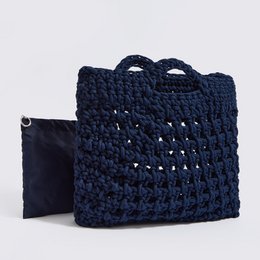 "Amorgos cotton" håndlavet crossbody taske med vandtæt pose blå