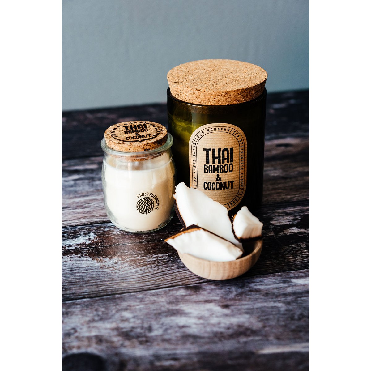 Thai Bambus & Kokos Soja Wachs Kerze - Grünes Glas