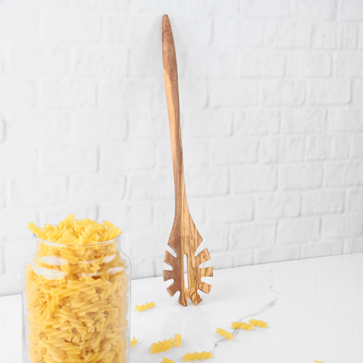 Handmade Olive Wood Pasta Server | Wooden Spaghetti Spoon