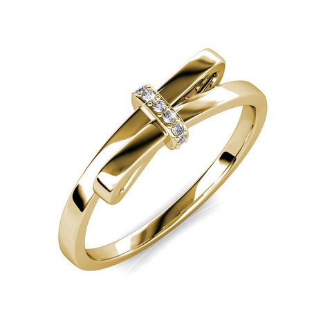 Leuchtender Schleifenring – Gold und Kristall