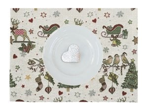 3616 Platzset natur / rot / grün - 32x45cm