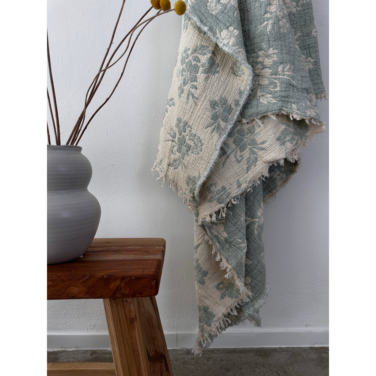 Muslin blanket - ROSE - light blue-white - 2.20 x 2.50 m