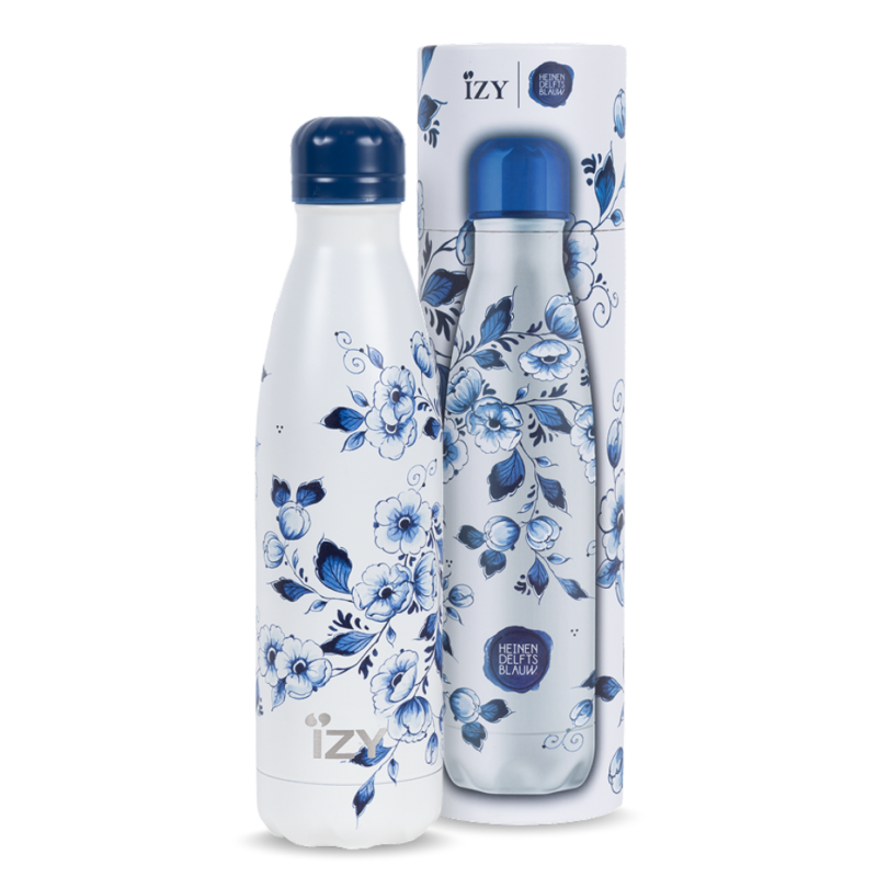 IZY Thermos Bottle Heinen Delfts Blue - Blossom - 500ML To-Go Insulated Water Bottles