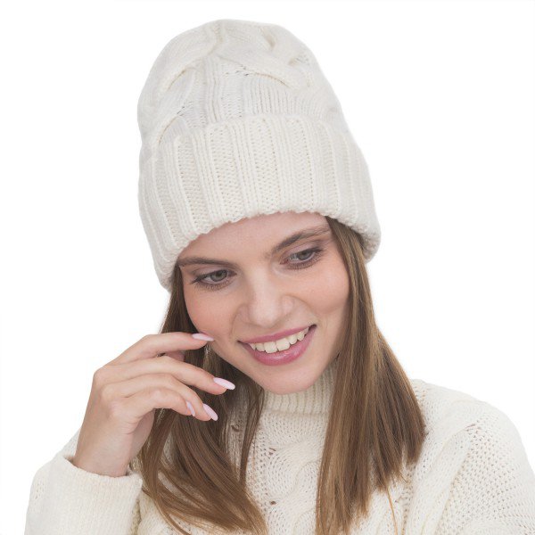 Gorro de punto Olivia - Blanco | Cachemira merina | Gorro de invierno minimalista