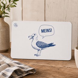 Melamine meeuw ontbijtbord met de tekst “Mine!”