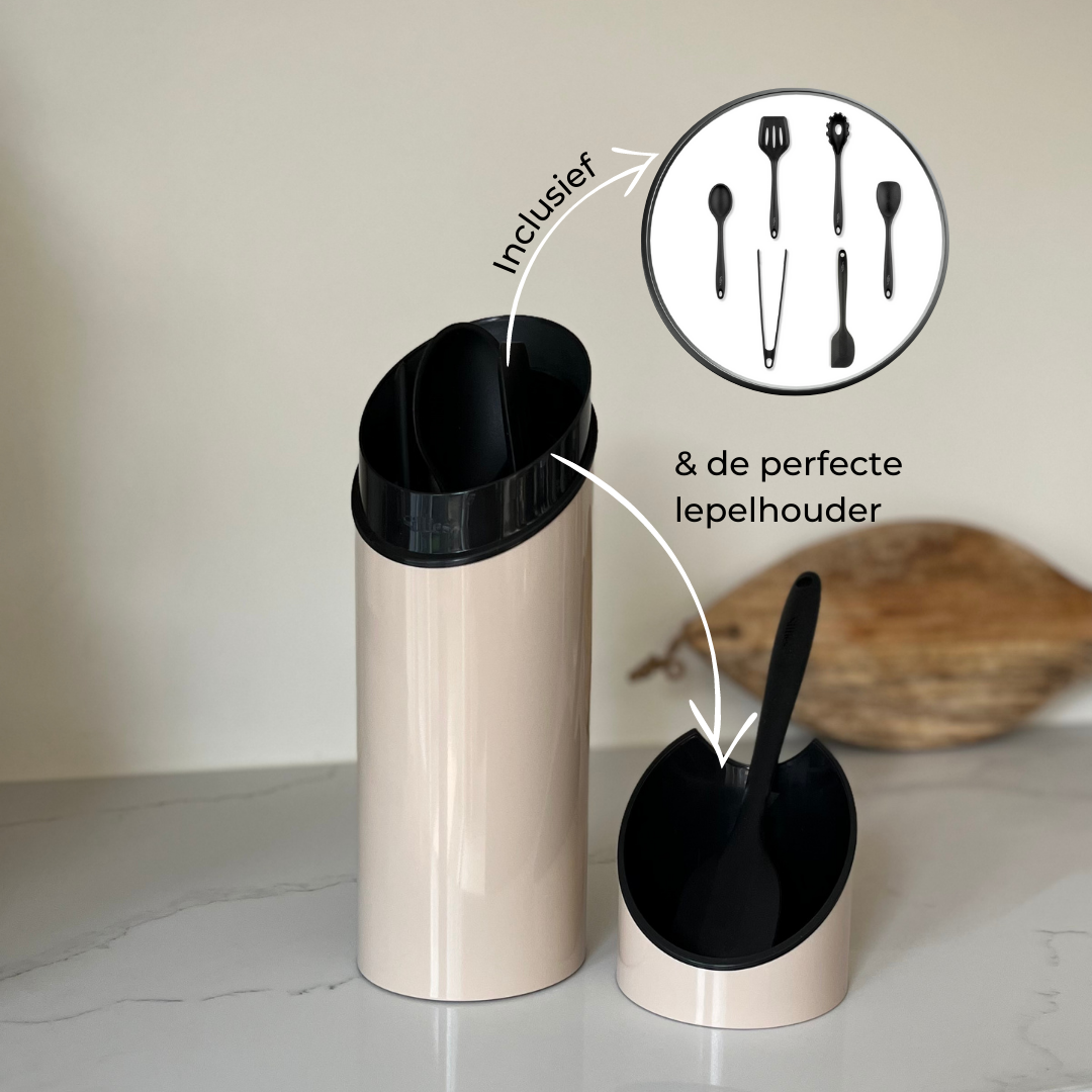 Gift set - Luxe keukengerei-set RVS en lepelhouder - Topkwaliteit siliconen spatels BPA-vrij