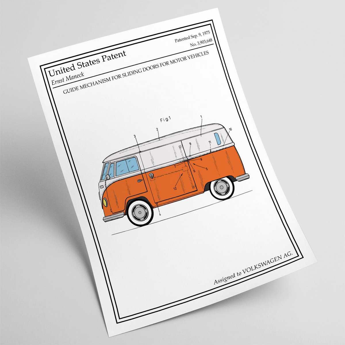 VW Bus color patent poster