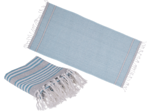 Weiß/blaues Fouta-Handtuch (für Sauna &,