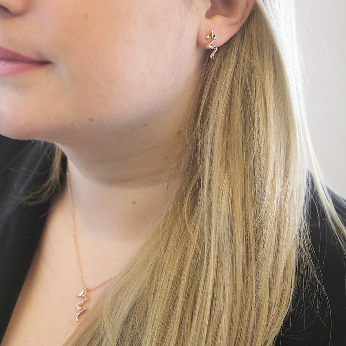 Boucles d'oreilles Spiral - Or Rosé et Cristal